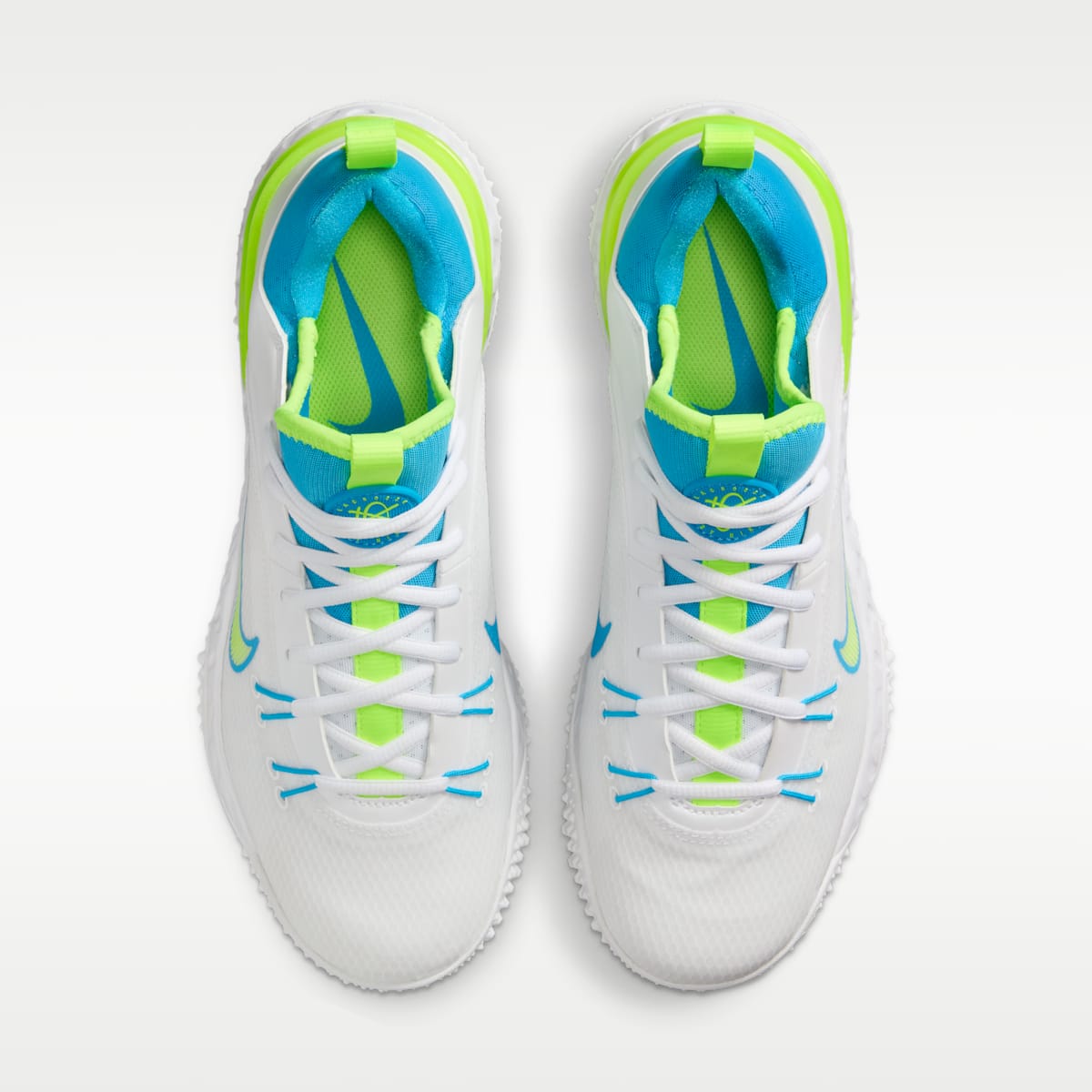 Nike Huarache 9 Elite TF LAX SE Lacrosse Shoes - White/White/Volt/Vivid Blue - Image 4