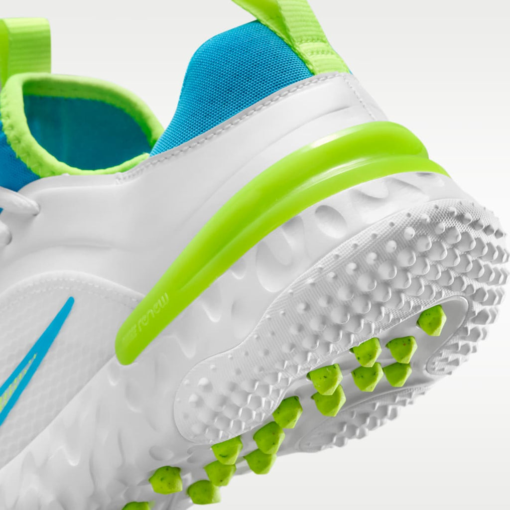 Nike Huarache 9 Elite TF LAX SE Lacrosse Shoes - White/White/Volt/Vivid Blue - Image 8
