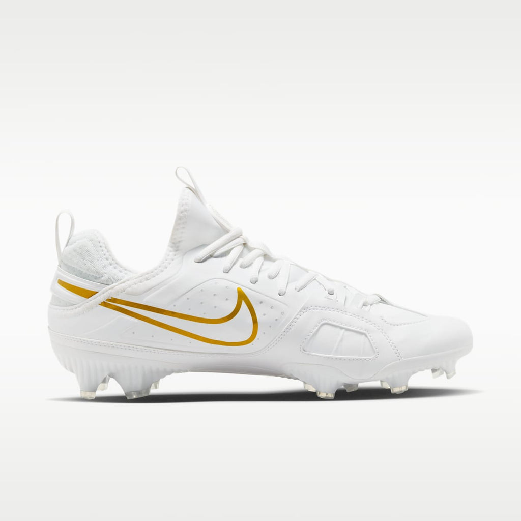 Nike Huarache 9 Varsity LAX Lacrosse Cleats - White/White/Metallic Vivid Gold - Image 3