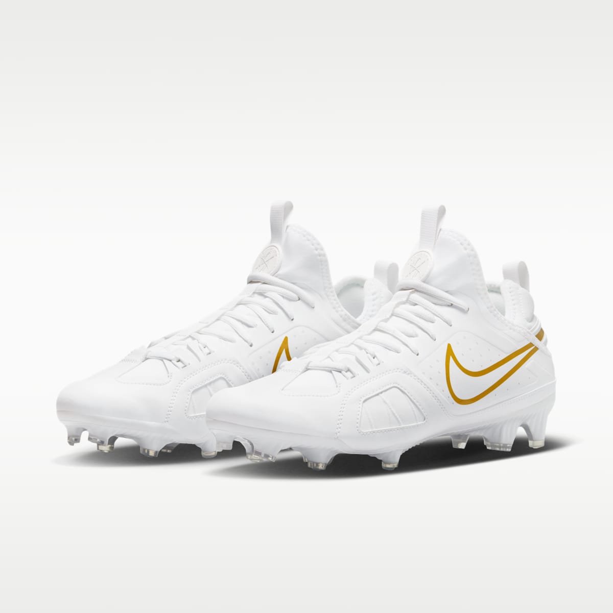 Nike Huarache 9 Varsity LAX Lacrosse Cleats - White/White/Metallic Vivid Gold - Image 5