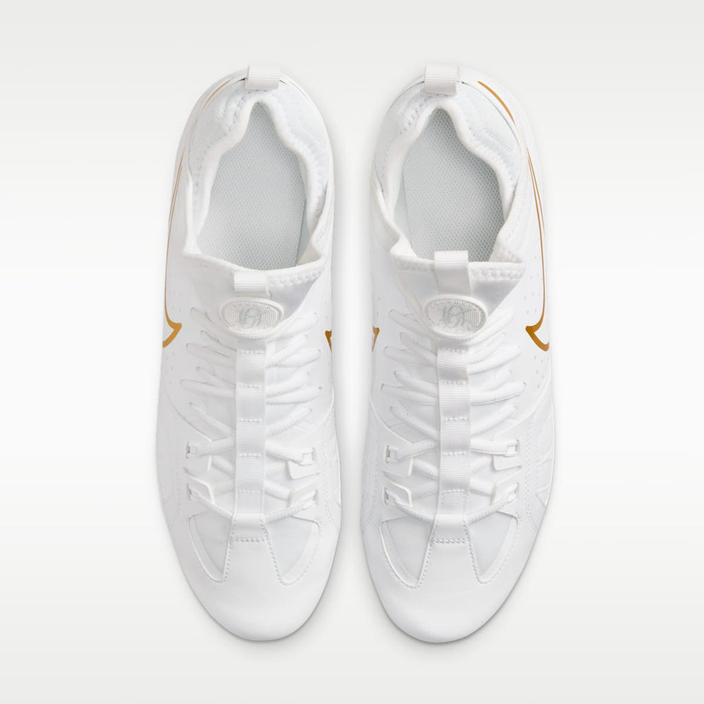 Nike Huarache 9 Varsity LAX Lacrosse Cleats - White/White/Metallic Vivid Gold - Image 4