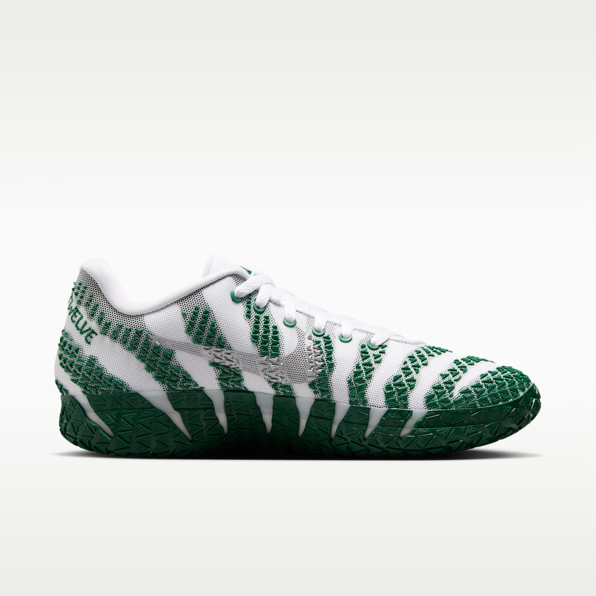 Women's Ja 3 Basketball Shoes - White/Gorge Green/Metallic Silver