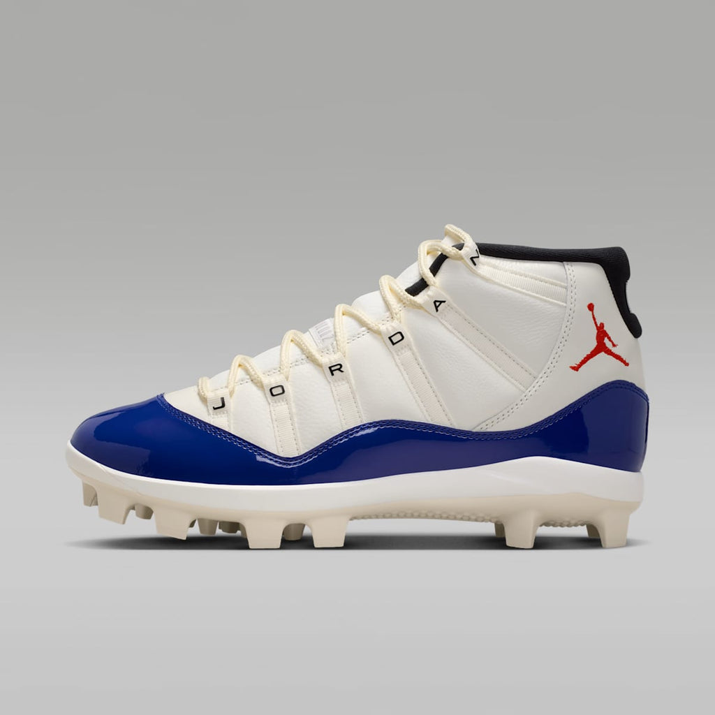 Jordan 11 Retro MCS Men's Baseball Cleats - Sail/Deep Royal Blue/Fire Red - Image 1