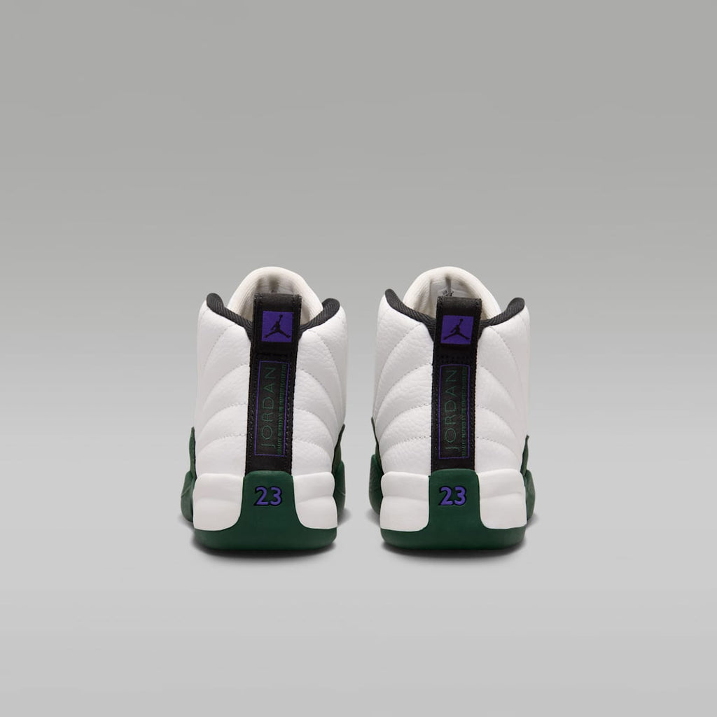 Jordan 12 Retro "Idols Become Rivals" Little Kids' Shoes - Summit White/Fierce Purple/Fierce Purple/Gorge Green - Image 6