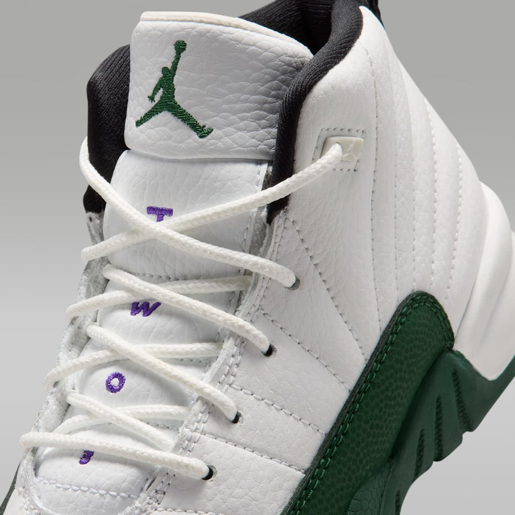 Jordan 12 Retro "Idols Become Rivals" Little Kids' Shoes - Summit White/Fierce Purple/Fierce Purple/Gorge Green - Image 7