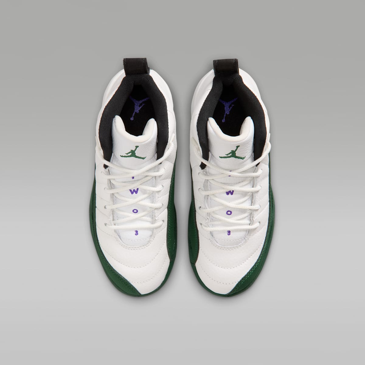 Jordan 12 Retro "Idols Become Rivals" Little Kids' Shoes - Summit White/Fierce Purple/Fierce Purple/Gorge Green - Image 4