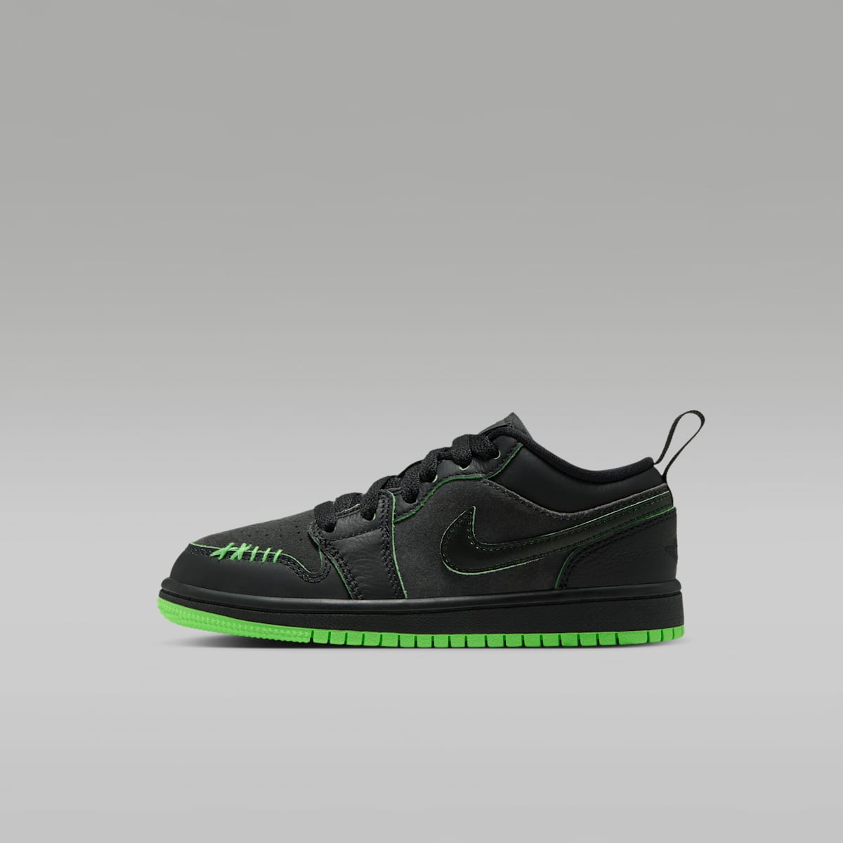 Jordan 1 Low SE Little Kids' Shoes - Black/Scream Green/Dark Smoke Grey/Black - Image 1