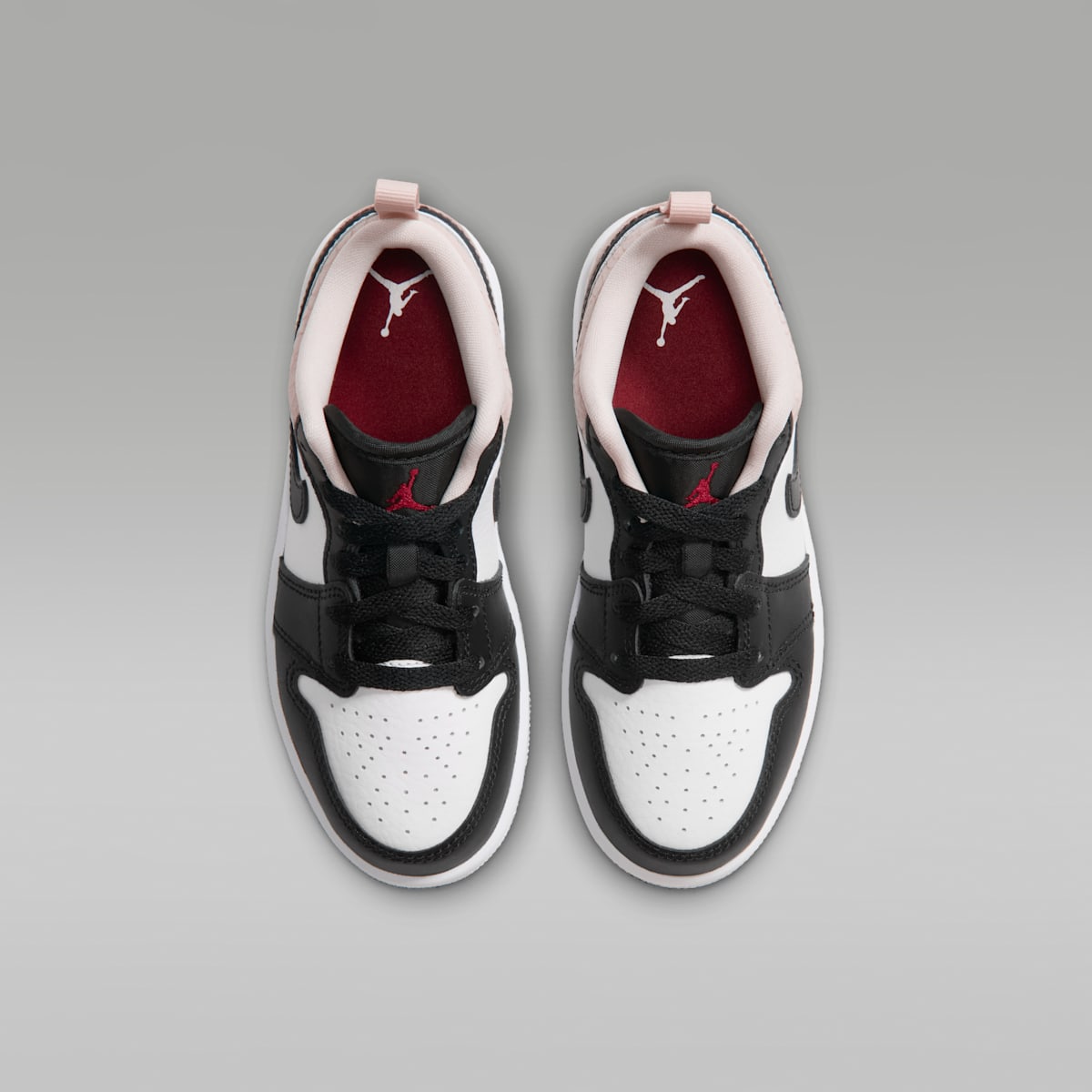 Jordan 1 Low SE Little Kids' Shoes - Black/White/Light Orewood Brown/Team Red - Image 4