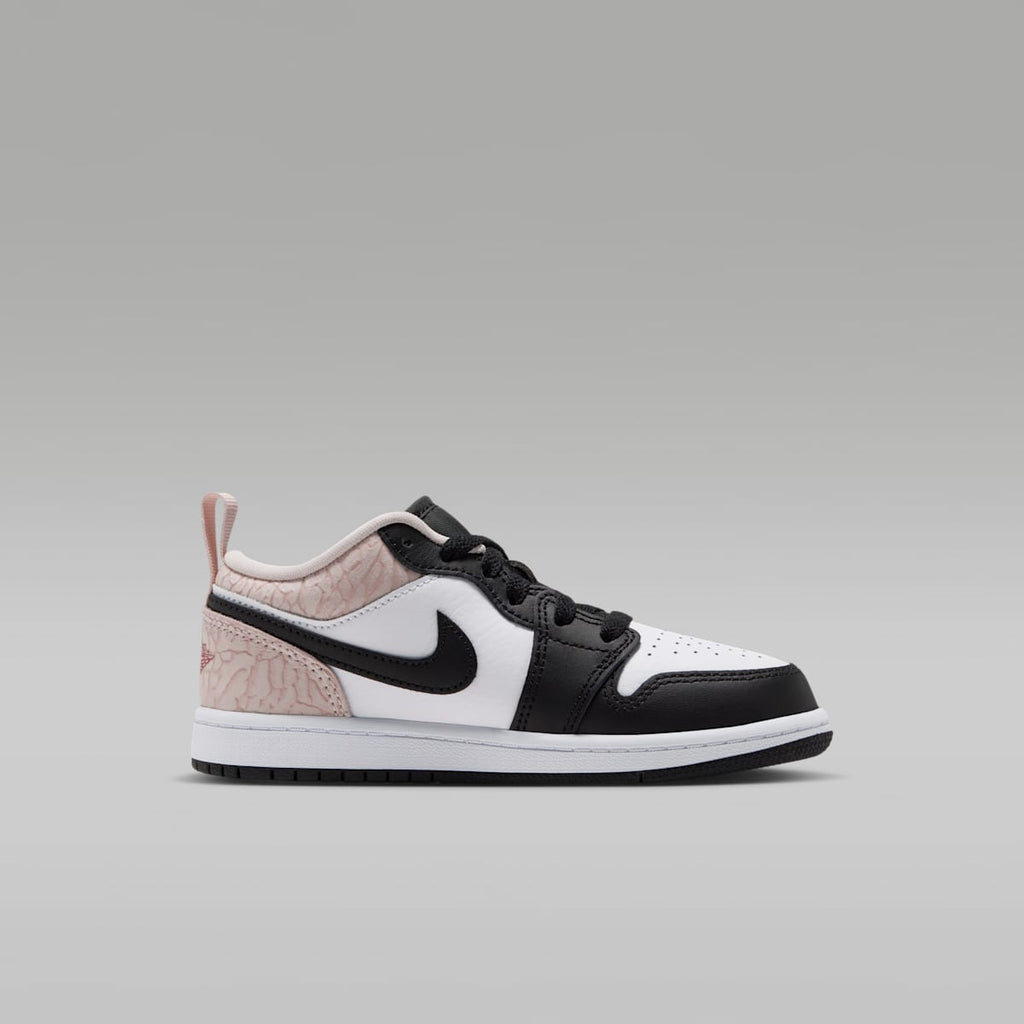Jordan 1 Low SE Little Kids' Shoes - Black/White/Light Orewood Brown/Team Red - Image 3