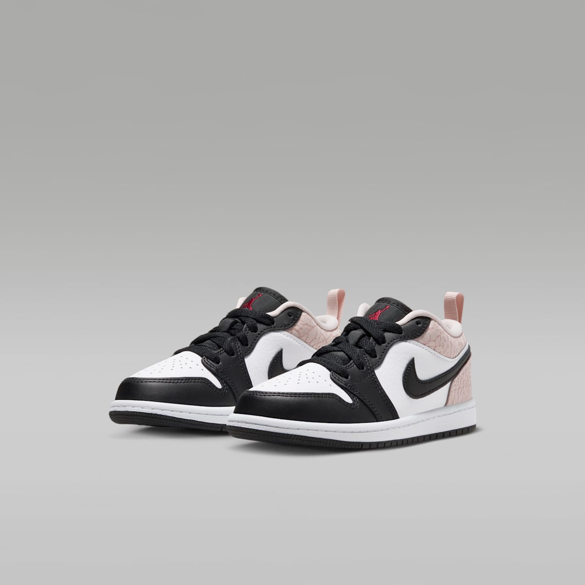 Jordan 1 Low SE Little Kids' Shoes - Black/White/Light Orewood Brown/Team Red - Image 5