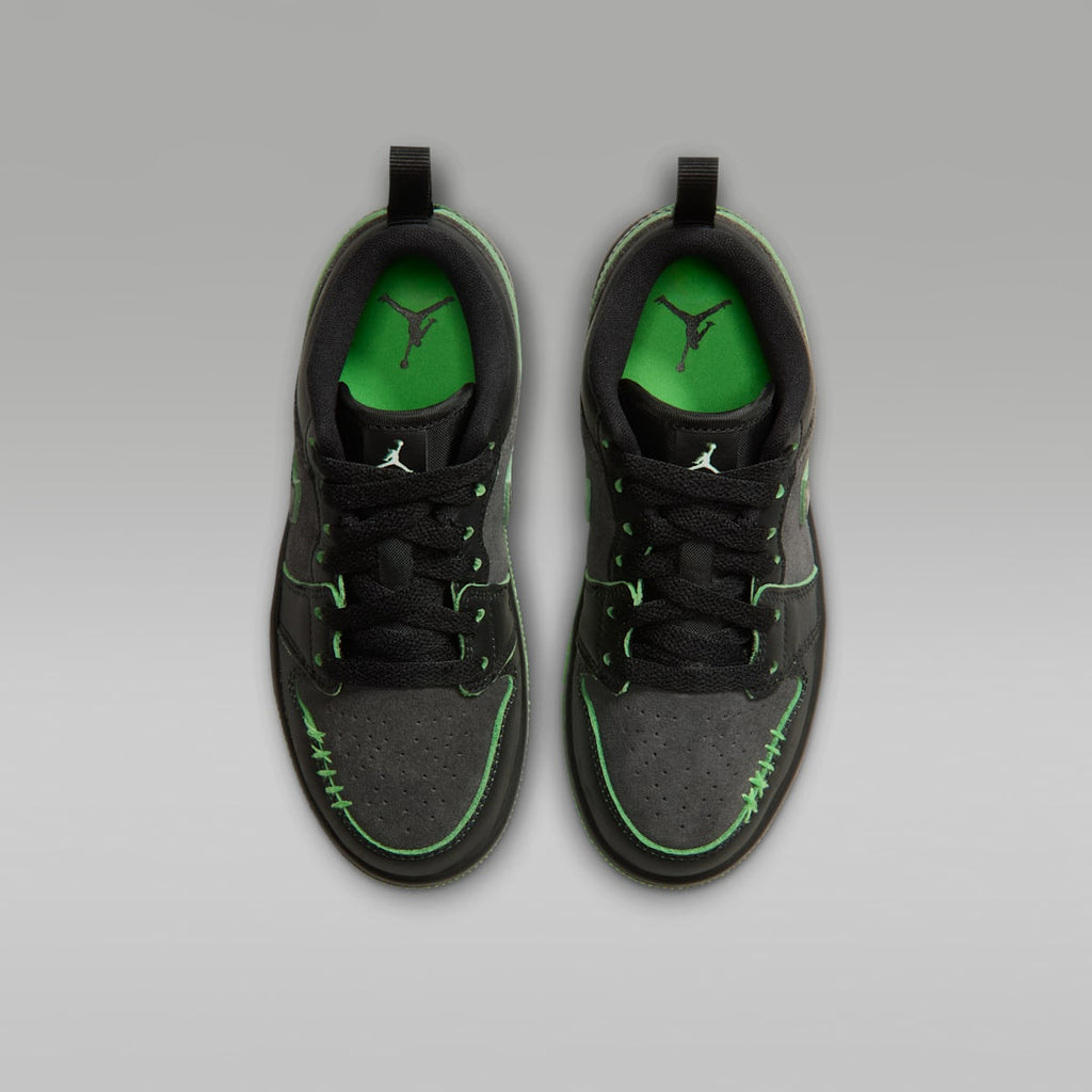 Jordan 1 Low SE Little Kids' Shoes - Black/Scream Green/Dark Smoke Grey/Black - Image 4