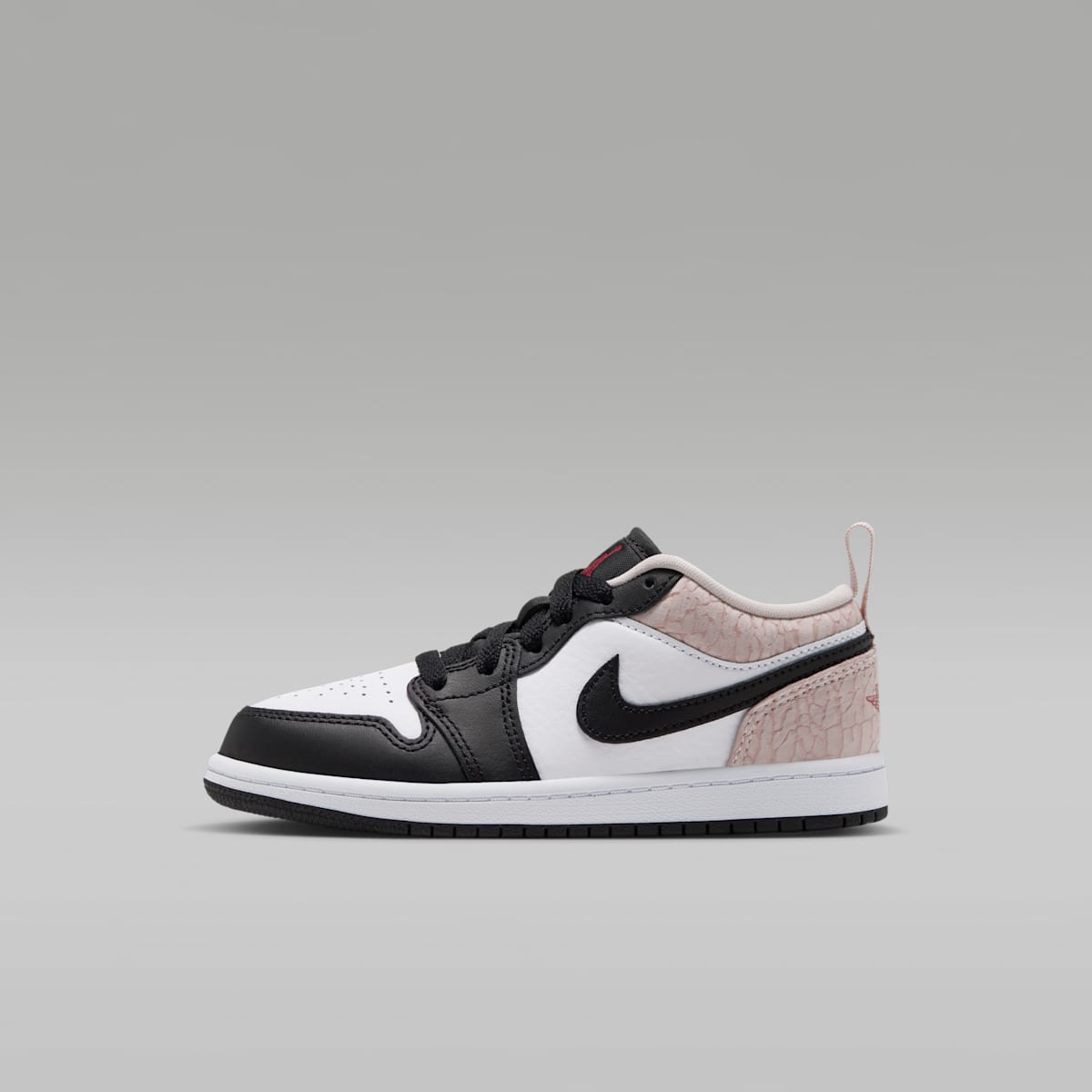 Jordan 1 Low SE Little Kids' Shoes - Black/White/Light Orewood Brown/Team Red - Image 1