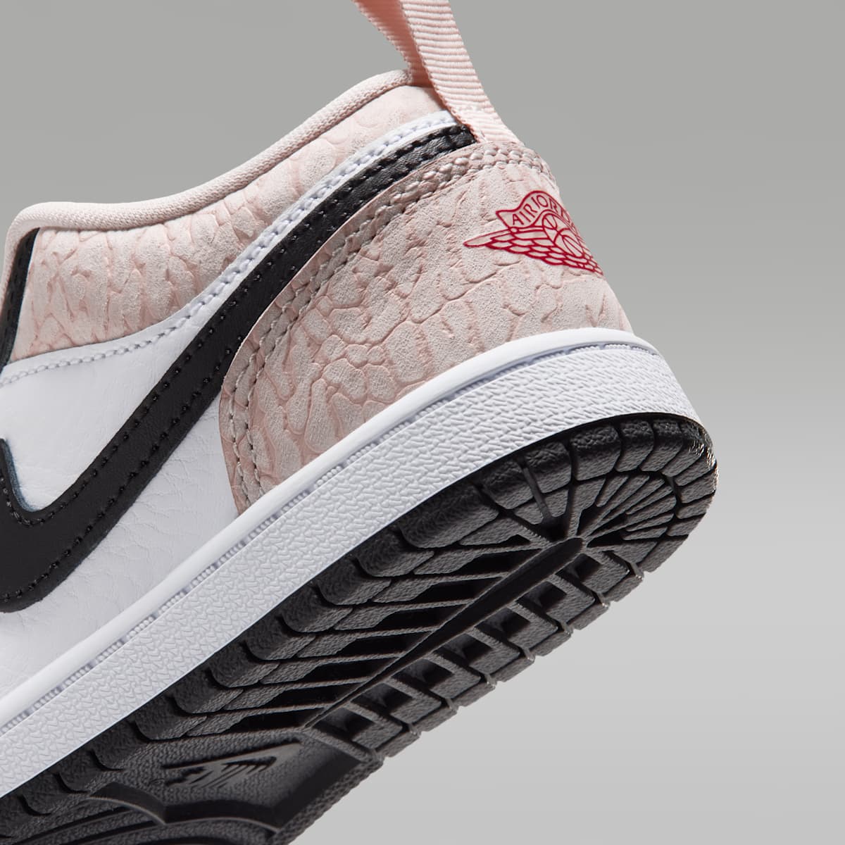 Jordan 1 Low SE Little Kids' Shoes - Black/White/Light Orewood Brown/Team Red - Image 8