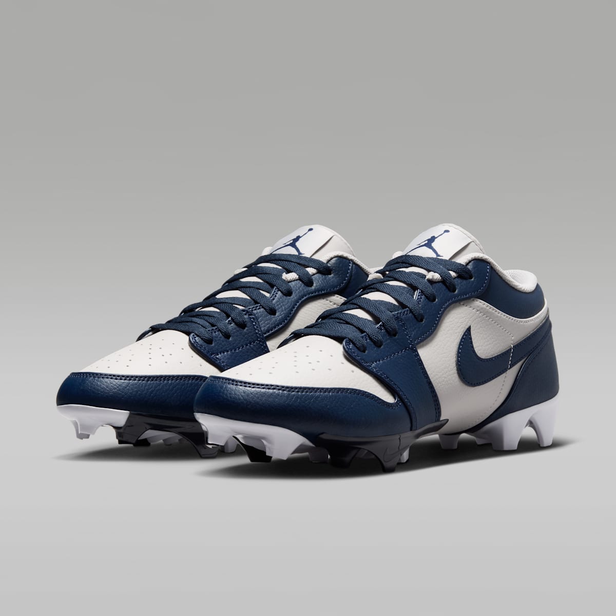 Jordan 1 Low TD Men's Football Cleat - Wolf Grey/White/College Navy - Image 5