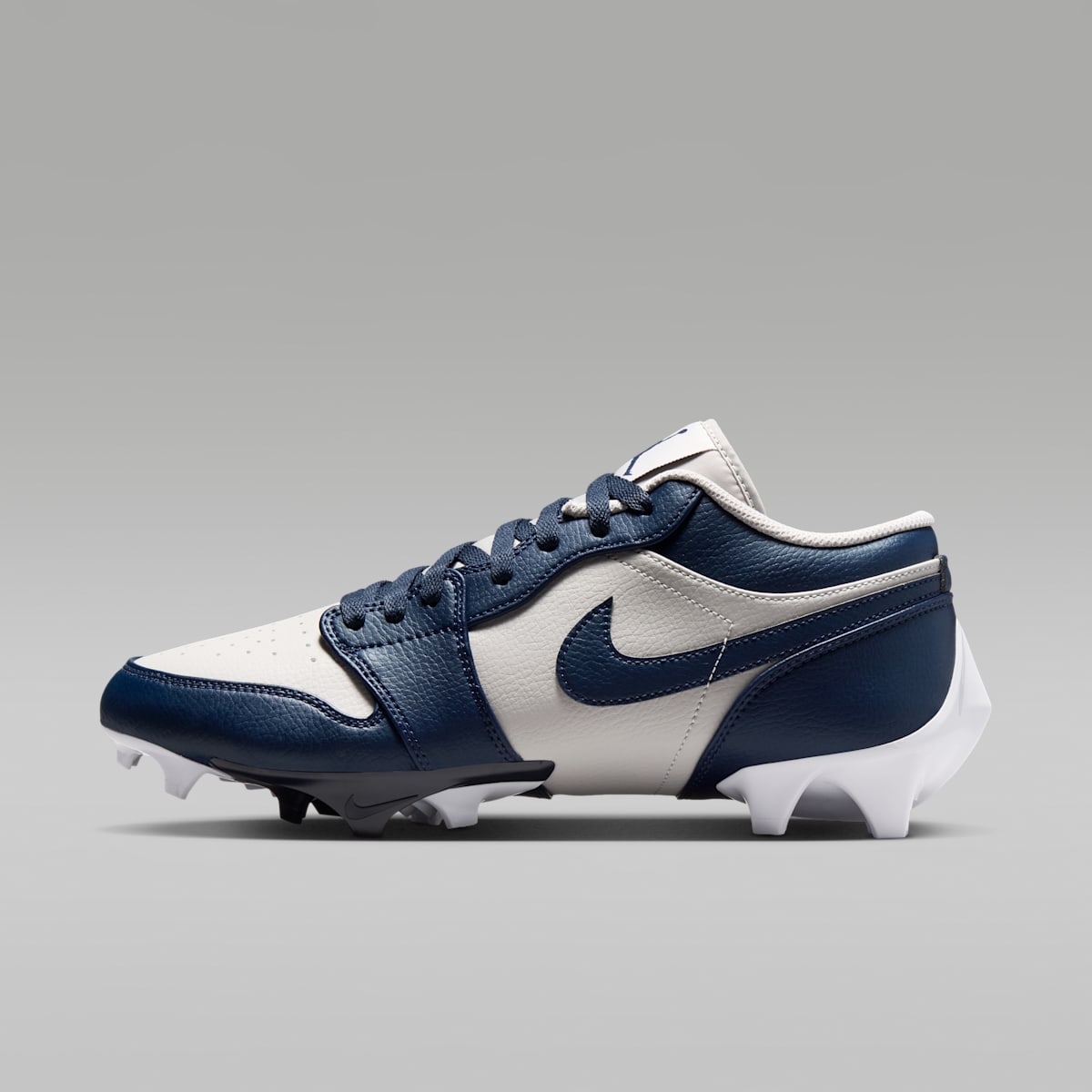 Jordan 1 Low TD Men's Football Cleat - Wolf Grey/White/College Navy - Image 1