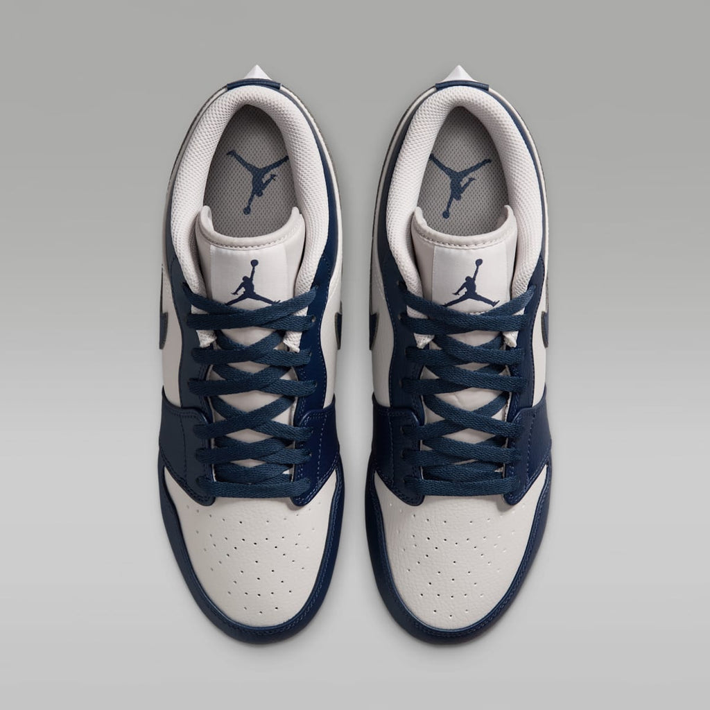 Jordan 1 Low TD Men's Football Cleat - Wolf Grey/White/College Navy - Image 4