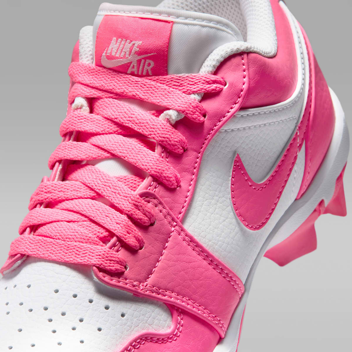 Jordan 1 Low Little/Big Kids' Cleats - White/Sunset Pulse/Digital Pink - Image 8