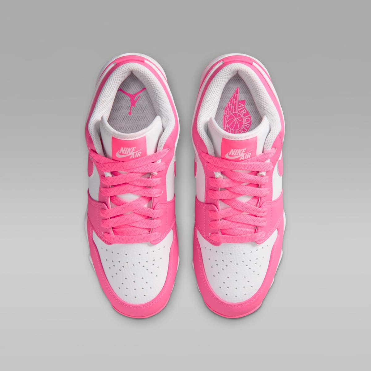 Jordan 1 Low Little/Big Kids' Cleats - White/Sunset Pulse/Digital Pink