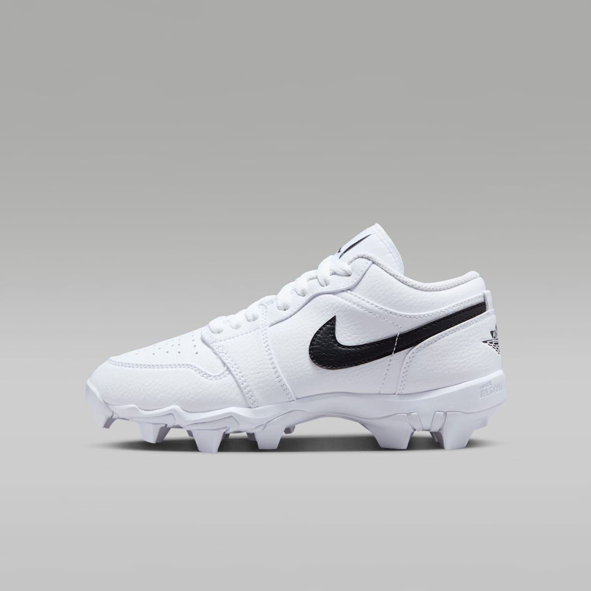 Jordan 1 Low Little/Big Kids' Cleats - White/Black/Black