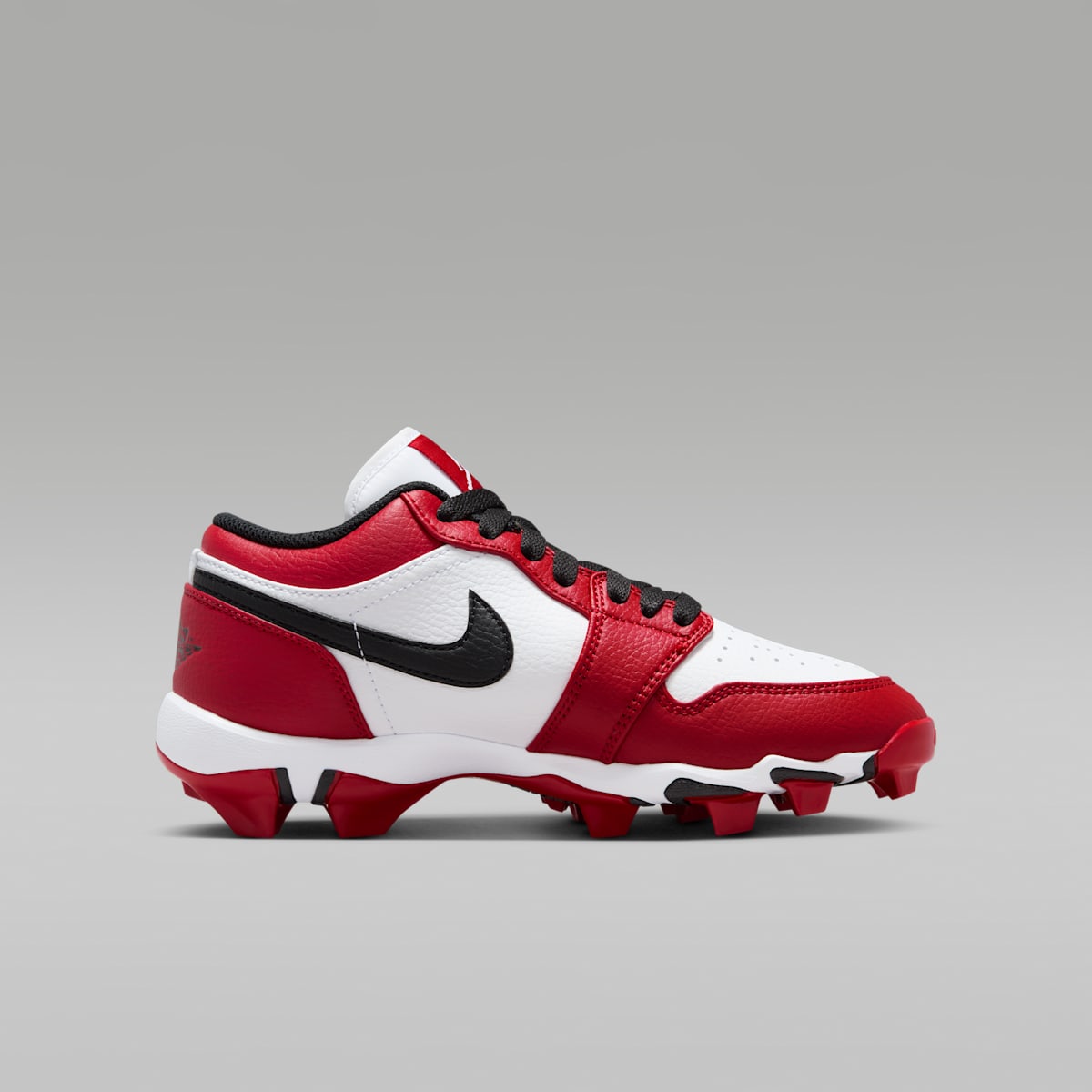 Jordan 1 Low Little/Big Kids' Cleats - White/Gym Red/Black - Image 3