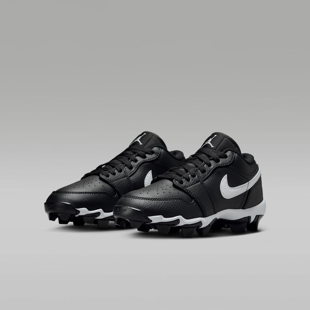 Jordan 1 Low Little/Big Kids' Cleats - Black/White/White - Image 5