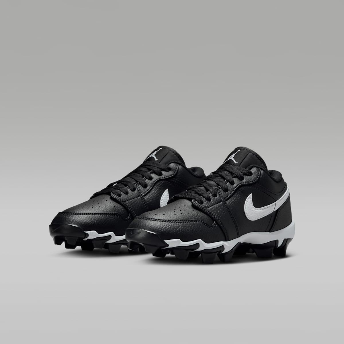 Jordan 1 Low Little/Big Kids' Cleats - Black/White/White - Image 5