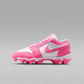 Jordan 1 Low Little/Big Kids' Cleats - White/Sunset Pulse/Digital Pink