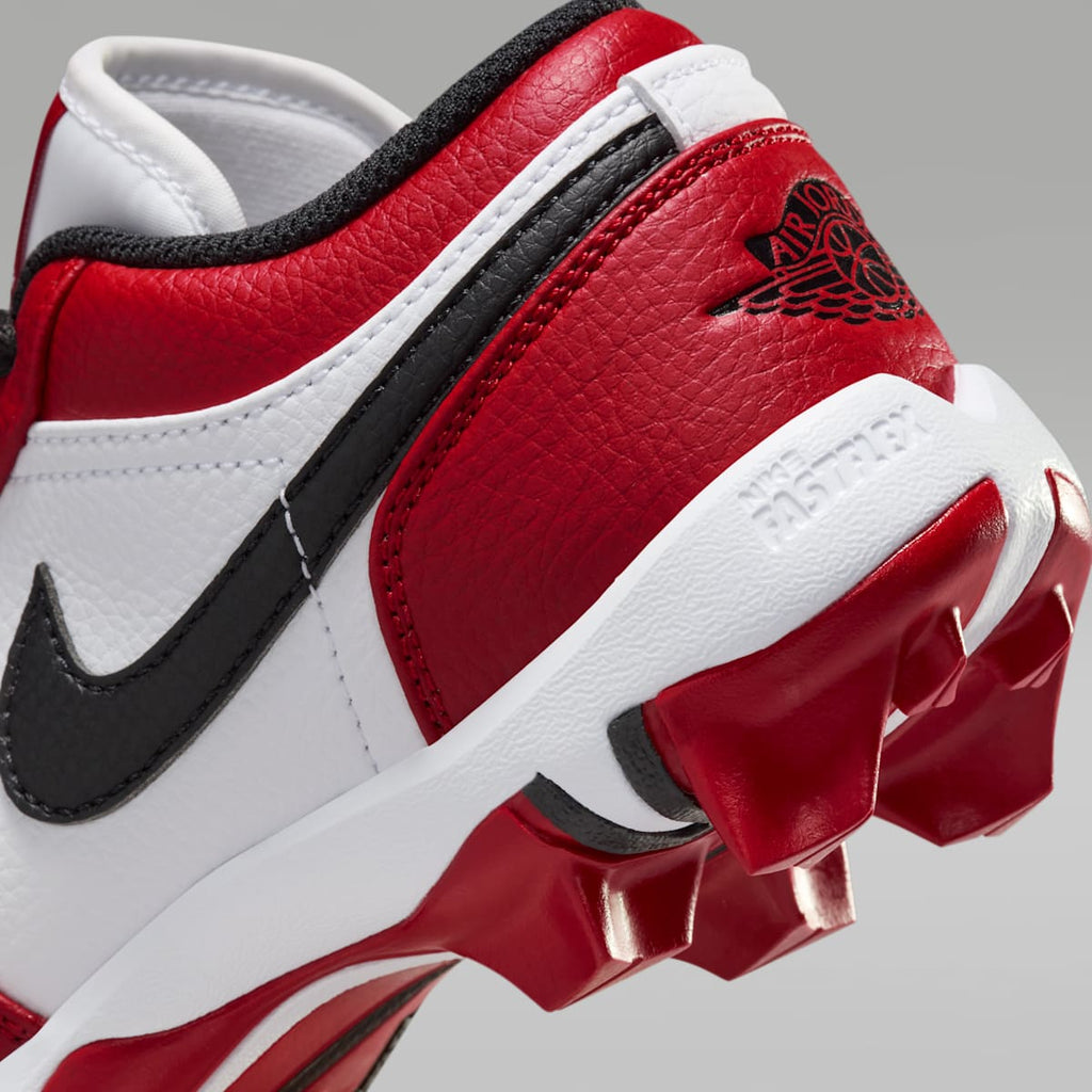 Jordan 1 Low Little/Big Kids' Cleats - White/Gym Red/Black - Image 9
