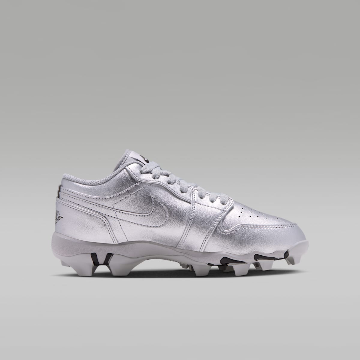 Jordan 1 Low Little/Big Kids' Cleats - Metallic Silver/Black