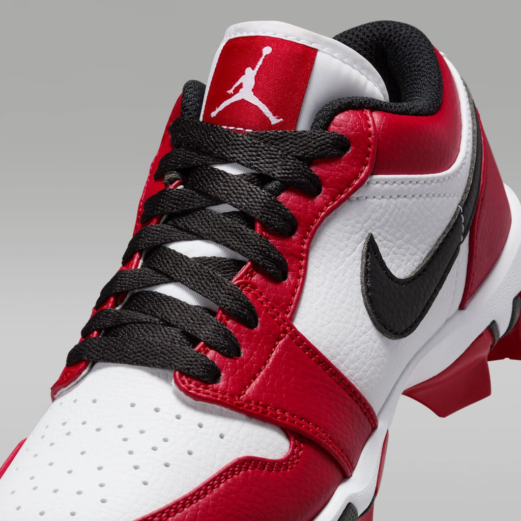 Jordan 1 Low Little/Big Kids' Cleats - White/Gym Red/Black