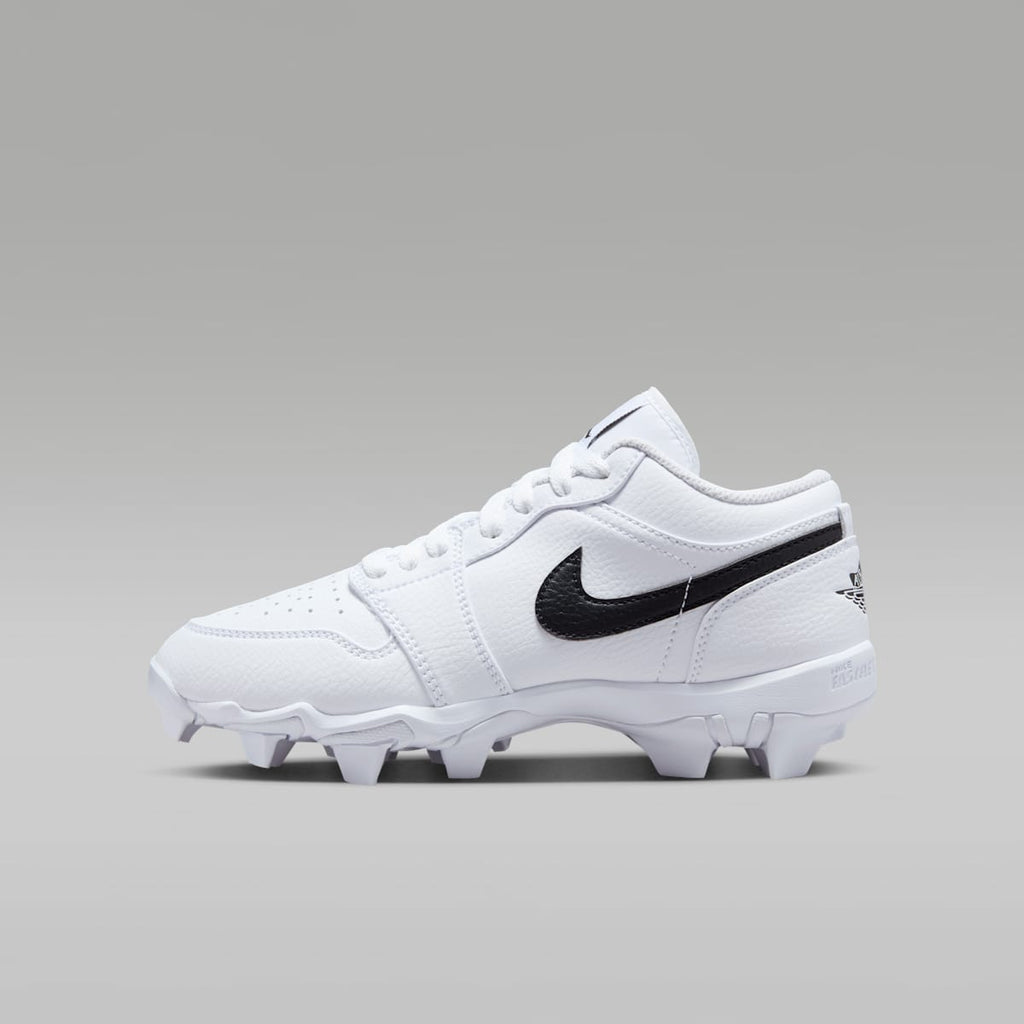 Jordan 1 Low Little/Big Kids' Cleats - White/Black/Black - Image 1