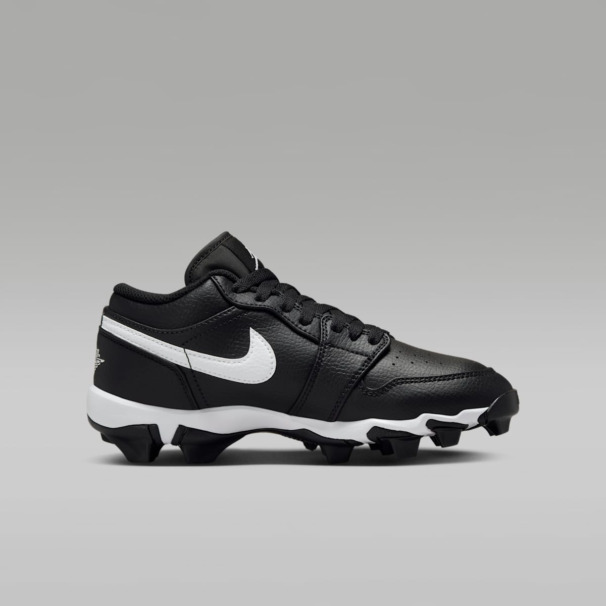 Jordan 1 Low Little/Big Kids' Cleats - Black/White/White - Image 3