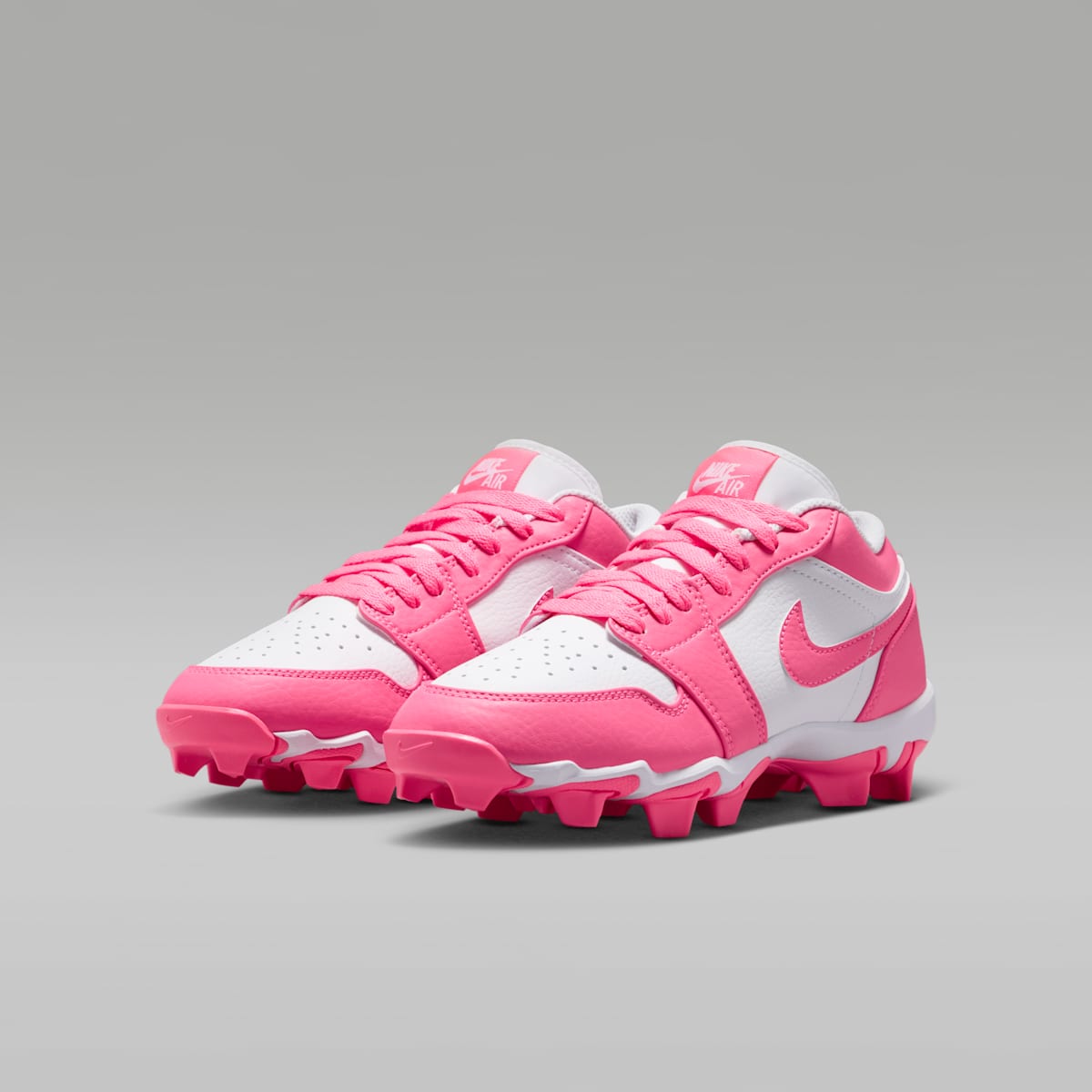 Jordan 1 Low Little/Big Kids' Cleats - White/Sunset Pulse/Digital Pink - Image 5