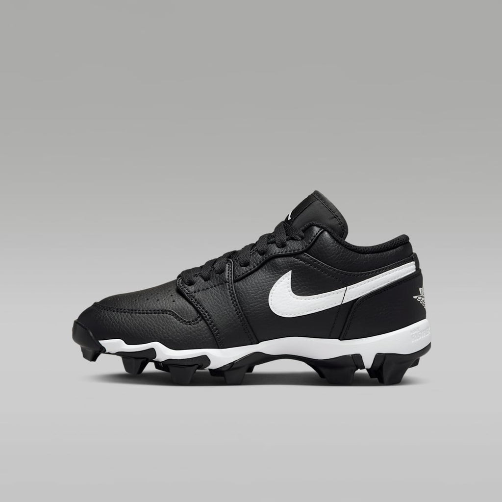 Jordan 1 Low Little/Big Kids' Cleats - Black/White/White - Image 1