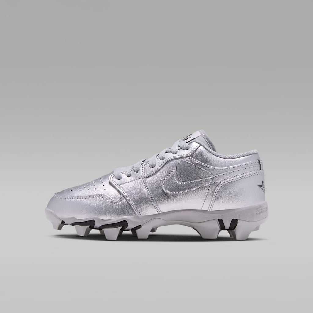 Jordan 1 Low Little/Big Kids' Cleats - Metallic Silver/Black