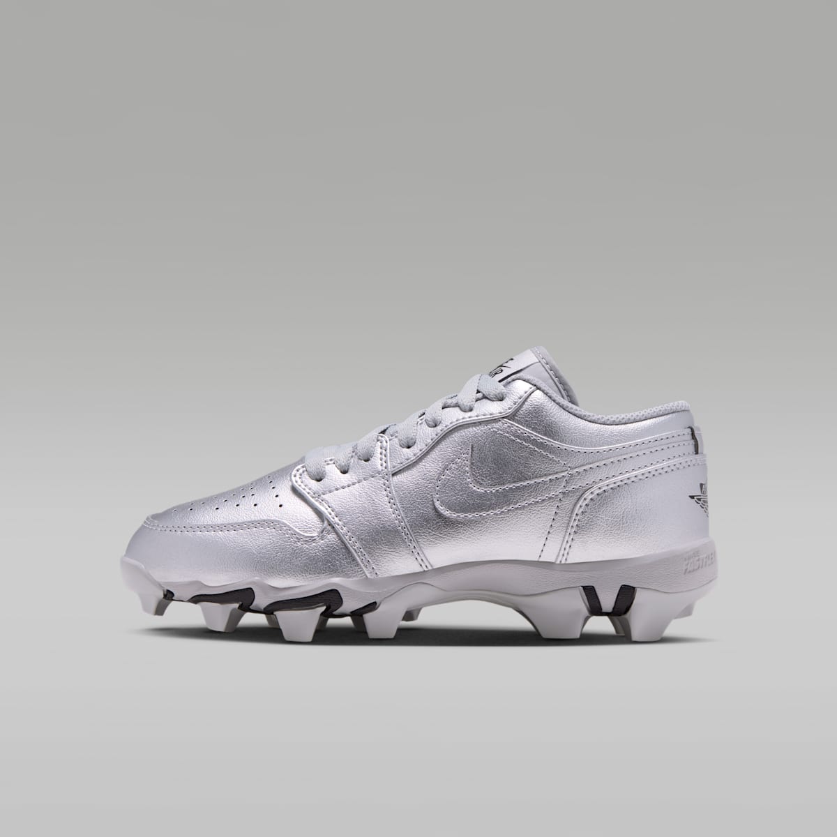 Jordan 1 Low Little/Big Kids' Cleats - Metallic Silver/Black