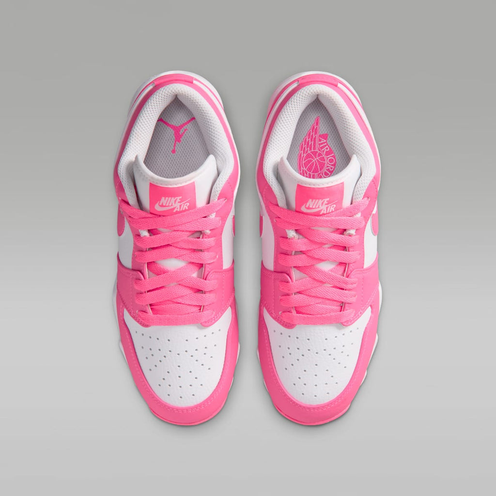 Jordan 1 Low Little/Big Kids' Cleats - White/Sunset Pulse/Digital Pink - Image 4