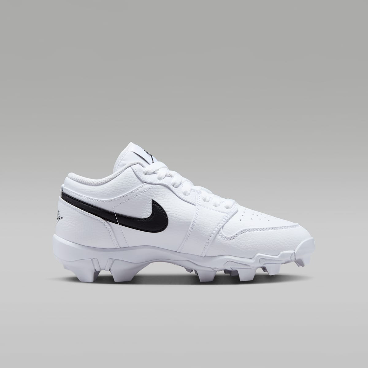 Jordan 1 Low Little/Big Kids' Cleats - White/Black/Black - Image 3