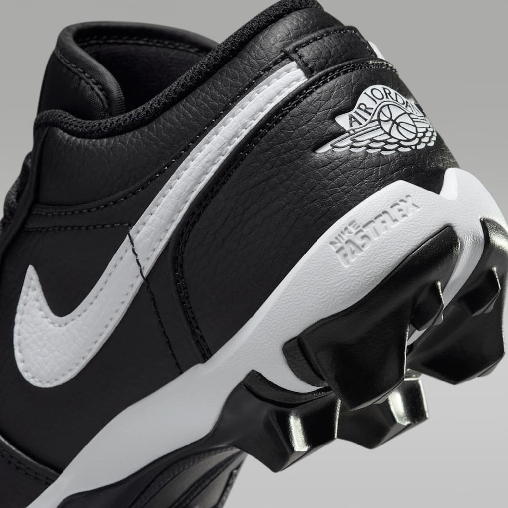 Jordan 1 Low Little/Big Kids' Cleats - Black/White/White - Image 9