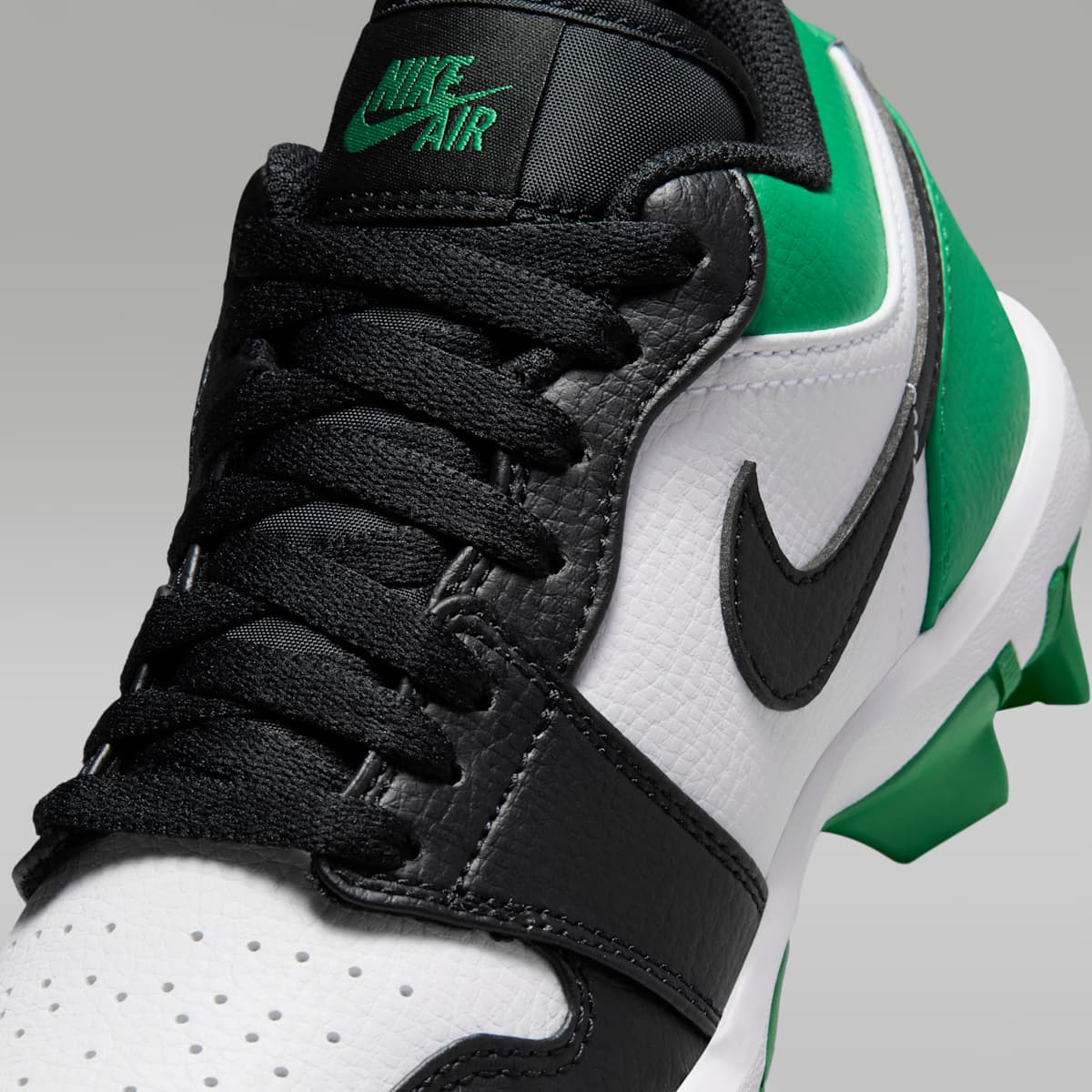 Jordan 1 Low Little/Big Kids' Cleats - Black/Lucky Green - Image 8