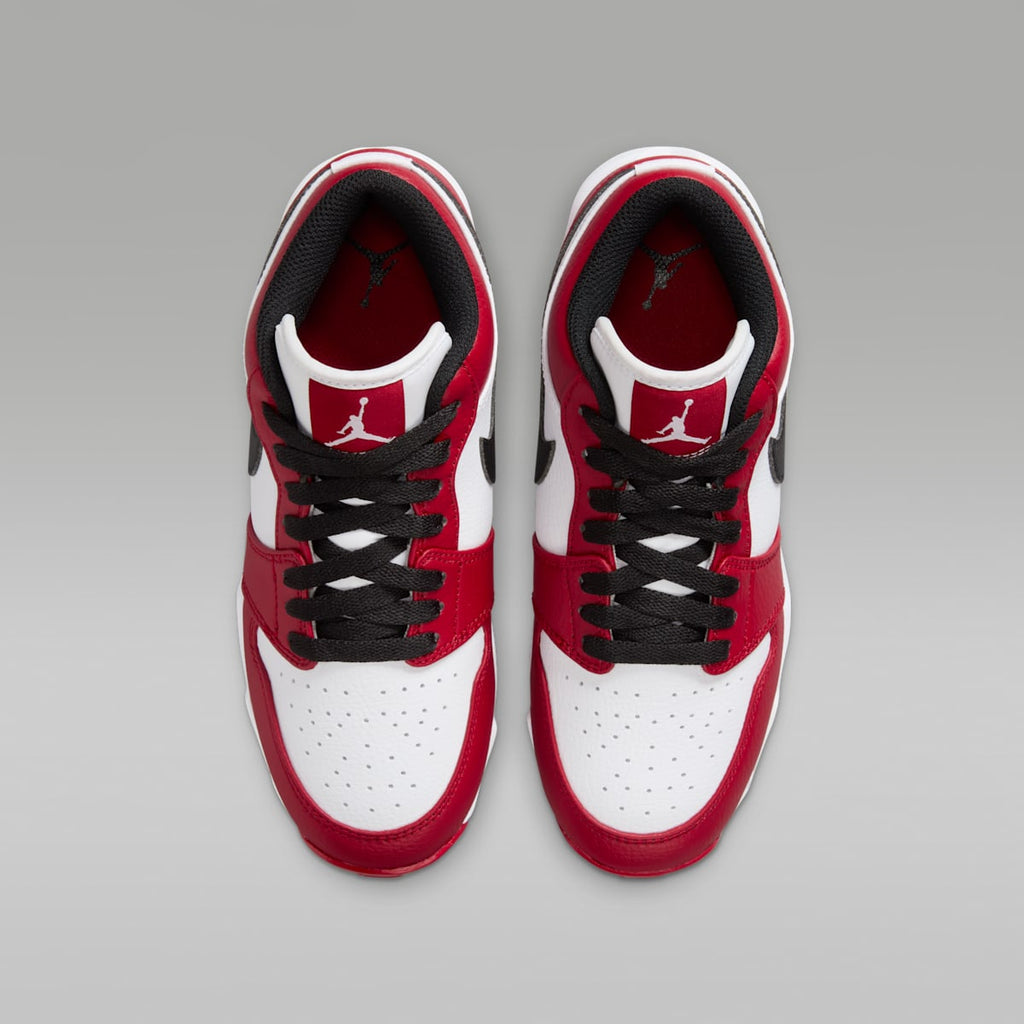 Jordan 1 Low Little/Big Kids' Cleats - White/Gym Red/Black