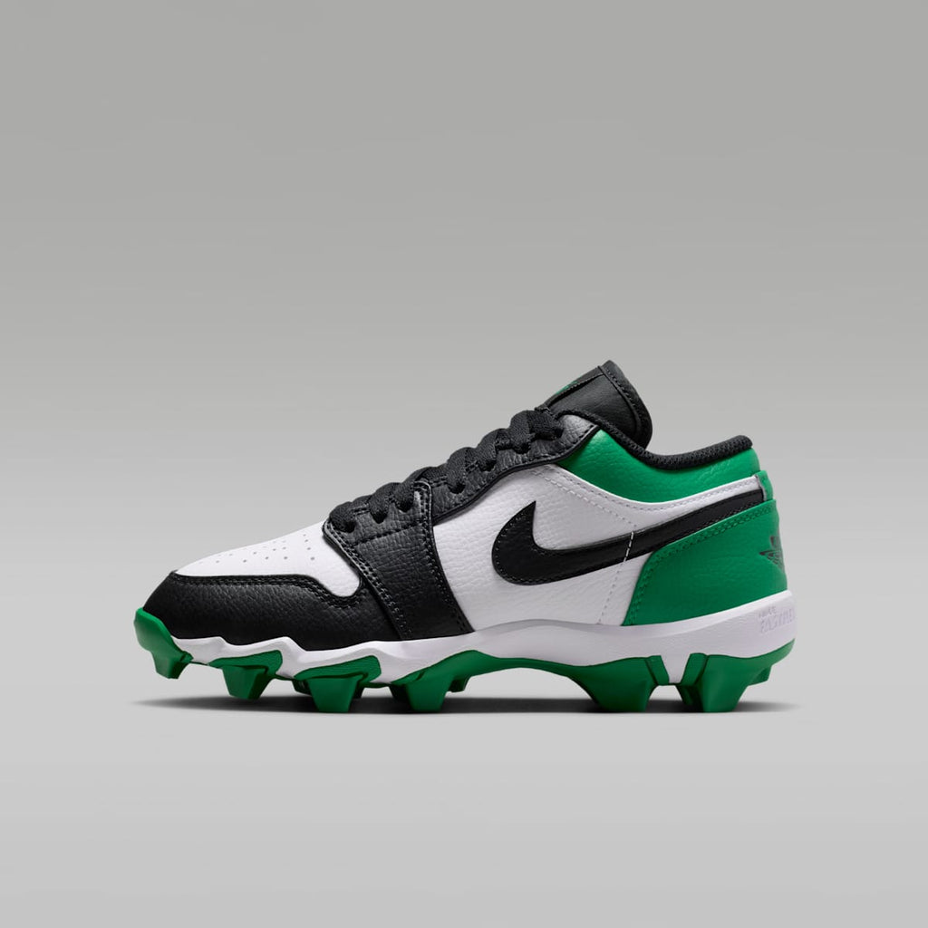 Jordan 1 Low Little/Big Kids' Cleats - Black/Lucky Green - Image 1