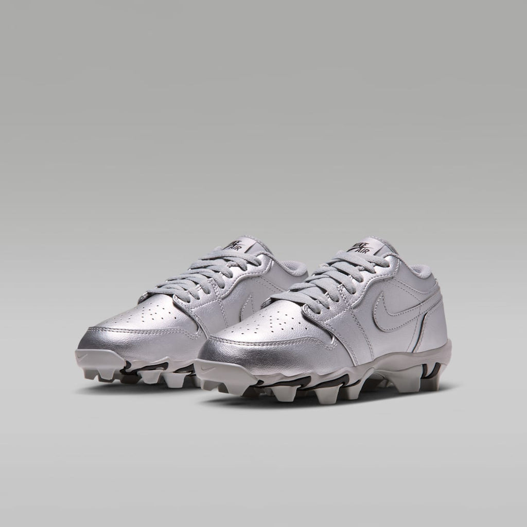 Jordan 1 Low Little/Big Kids' Cleats - Metallic Silver/Black