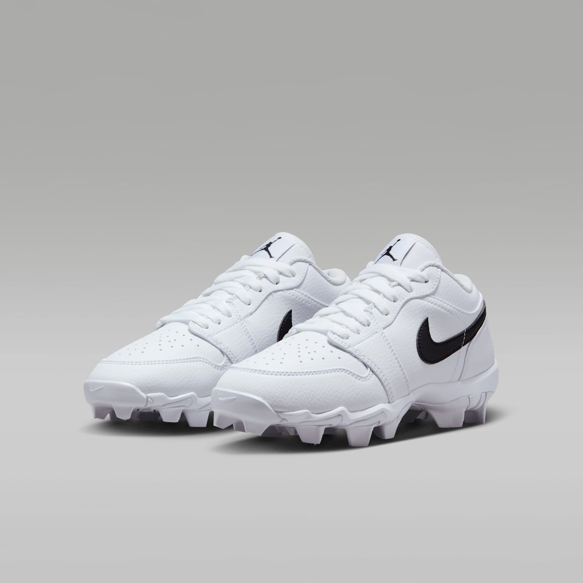 Jordan 1 Low Little/Big Kids' Cleats - White/Black/Black - Image 5