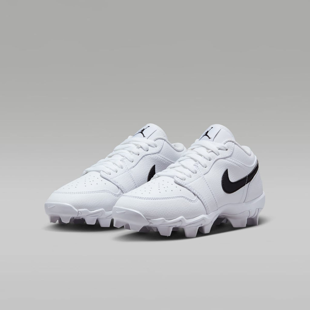 Jordan 1 Low Little/Big Kids' Cleats - White/Black/Black