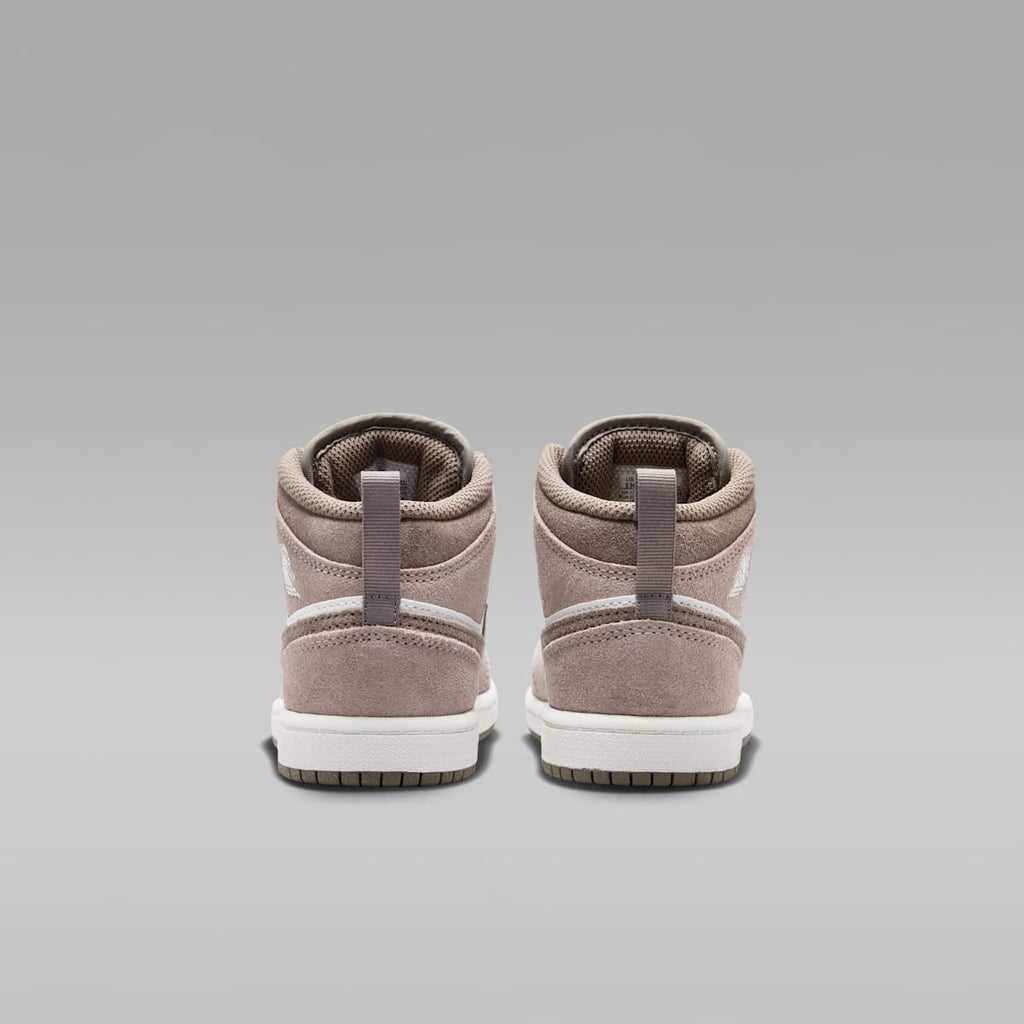 Jordan 1 Mid Little Kids' Shoes - Enigma Stone/Summit White/Olive Grey - Image 6