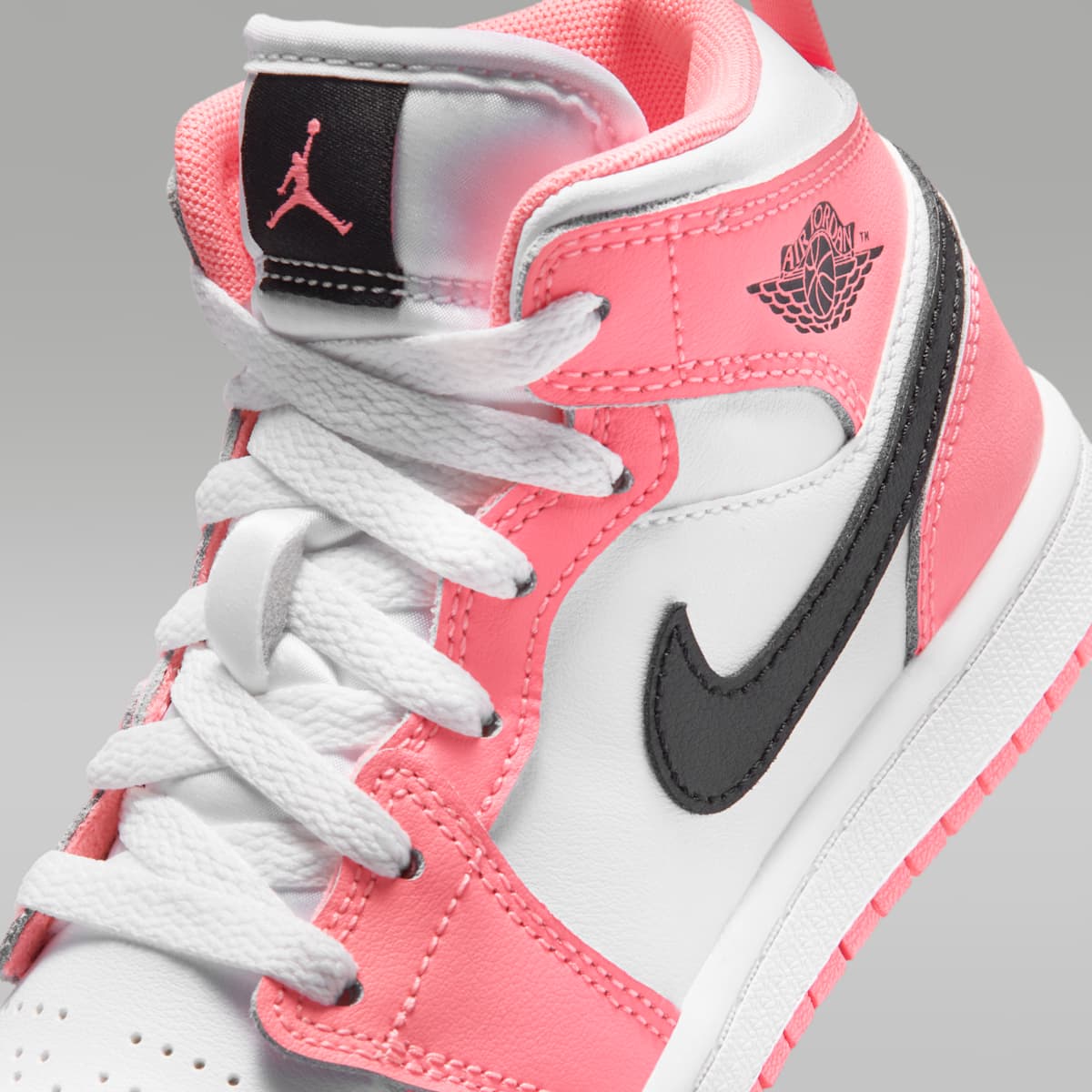 Jordan 1 Mid Little Kids' Shoes - Pink Gaze/White/Black - Image 7
