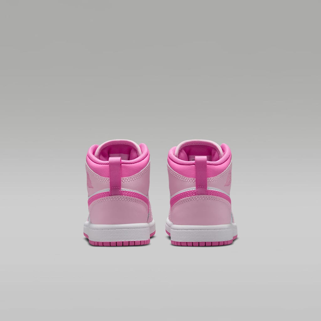 Jordan 1 Mid Little Kids' Shoes - Pink Foam/China Rose/White/Pink Foam - Image 6