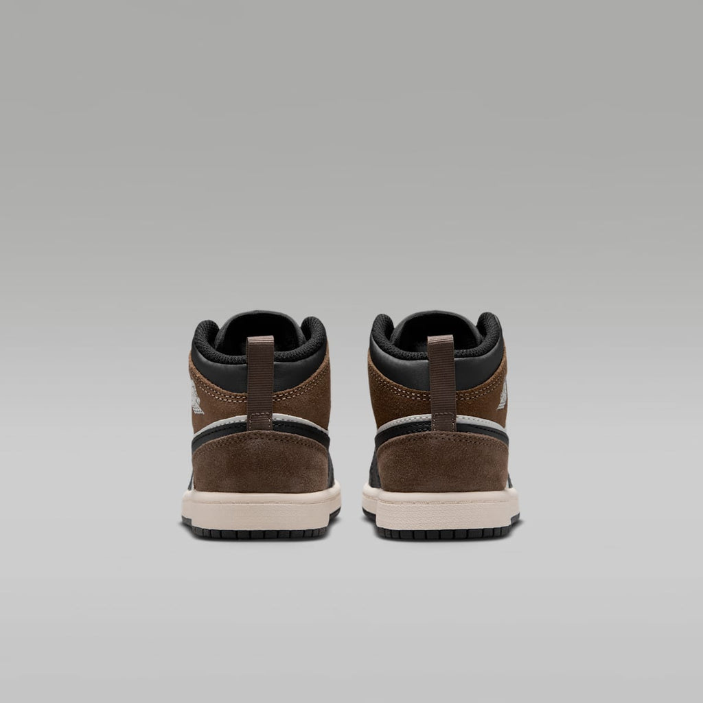 Jordan 1 Mid Little Kids' Shoes - Black/Palomino/University Red/Phantom - Image 6