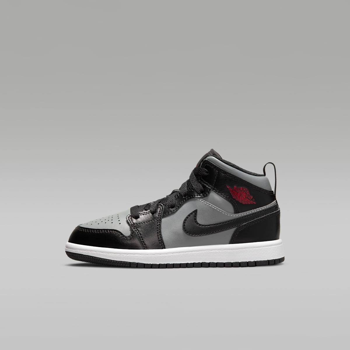 Jordan 1 Mid Little Kids' Shoes - Black/Particle Grey/White/Gym Red